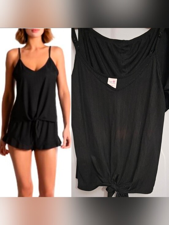 Secret Treasures Other - Secret Treasures Knotted Cami Set Scoop Neck front tie Small 4-6 Black Soot New